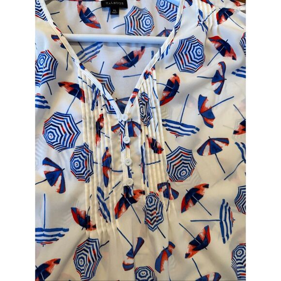 Talbots printed nautical beach umbrella blouse XL - Picture 9 of 9